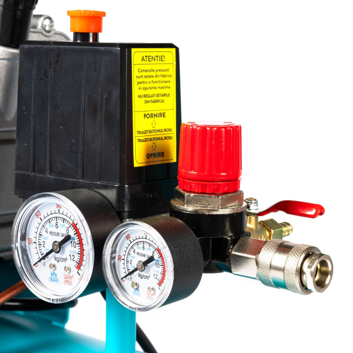 Compresor Detoolz 50L cu ulei, 1680 W, debit 206L/min, 8 bar, 2 prize de aer [14]