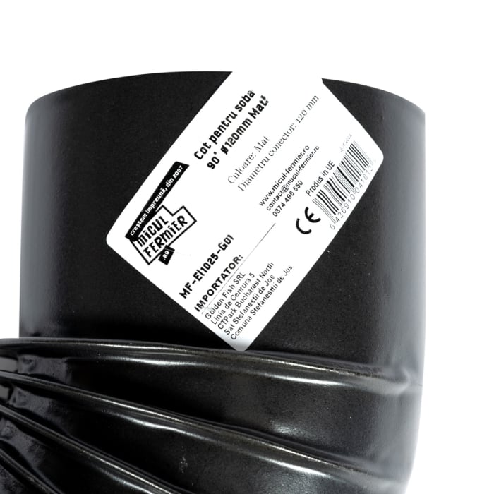 Cot pentru soba pe lemne, 90˚, 120mm, Gri mat [4]