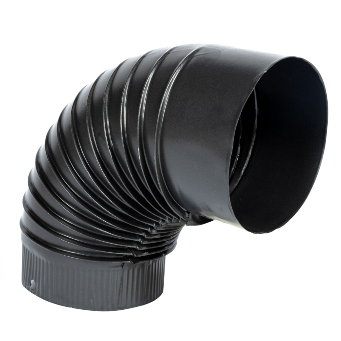 Cot pentru soba pe lemne, 90˚, 120mm, Gri mat [2]