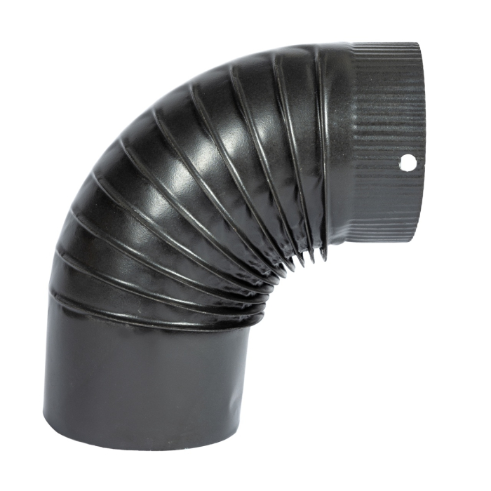 Cot pentru soba pe lemne, 90˚, 130mm, Gri mat [5]