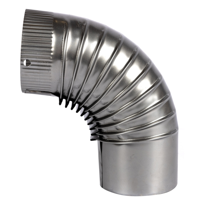 Cot pentru soba pe lemne 90˚ ø120mm 0.4mm, Zincat [5]