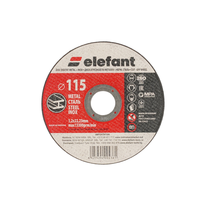 Disc abraziv pentru metal-inox ELEFANT 115*1,2*22,23 [1]