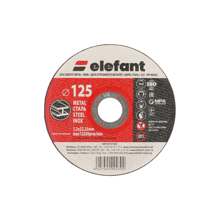 Disc abraziv pentru metal-inox ELEFANT 125*1,2*22,23 [1]