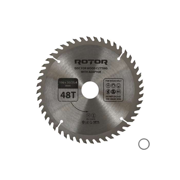 Disc taiat lemn ROTOR 190*30/25,4 cu adaptor 48T [1]