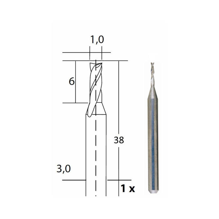 Freza cu 2 caneluri, Proxxon 28758, 1.0x3.0mm [2]