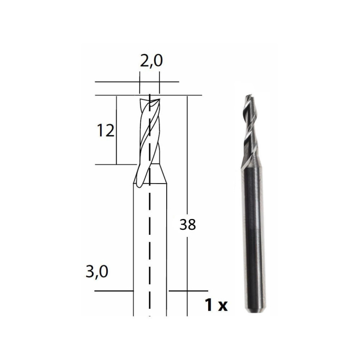 Freza cu 2 caneluri, Proxxon 28759, 2.0x3.0mm [2]