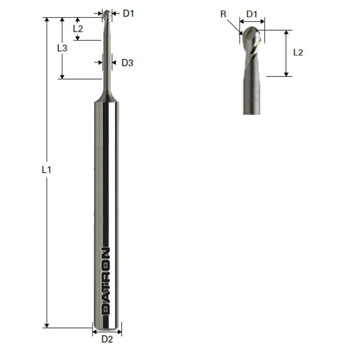 Freza cu varf rotund, Datron 00782020, Toric Cut, raza 1.0, 2.0x3.0mm [2]