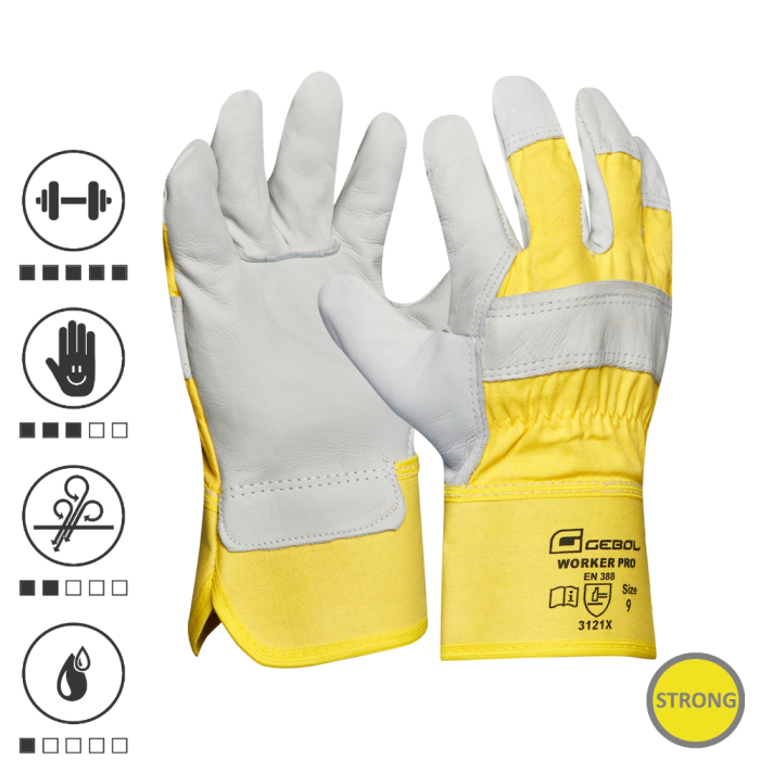 Gebol 709208, Manusi de protectie Worker Pro, din piele de vaca, uz profesional, marimea 9/L [1]
