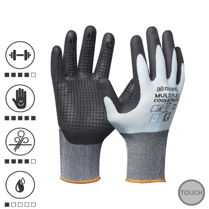 Gebol 709378_T, Manusi de protectie Multi Flex Cool and Touch, din nylon si spandex, acoperire din spuma de nitril, uz profesional, marimea 10/XL [1]