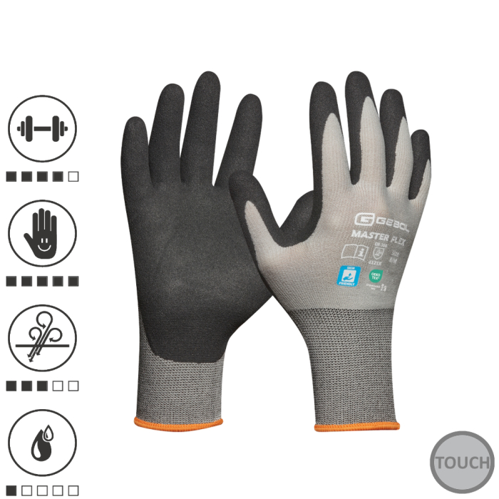 Gebol 709545, Manusi de protectie Master Flex, din nilon, acoperire cu spuma de nitril, finisaj nisipos, uz profesional, marimea 9/L [1]