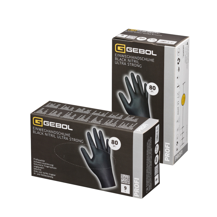 Gebol 709631, Set 80 de manusi de protectie Black Nitril Ultra Strong, din nitril, calitate superioara, nepudrate, marimea 9/L [3]