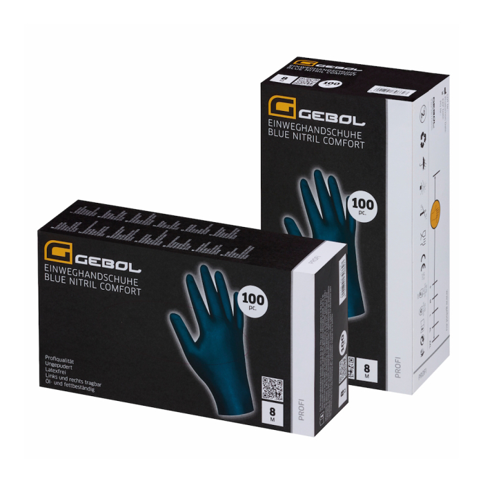 Gebol 709662, Set 100 de manusi de protectie Blue Nitril Comfort, din nitril, calitate superioara, extra subtiri, marimea 8/M [3]