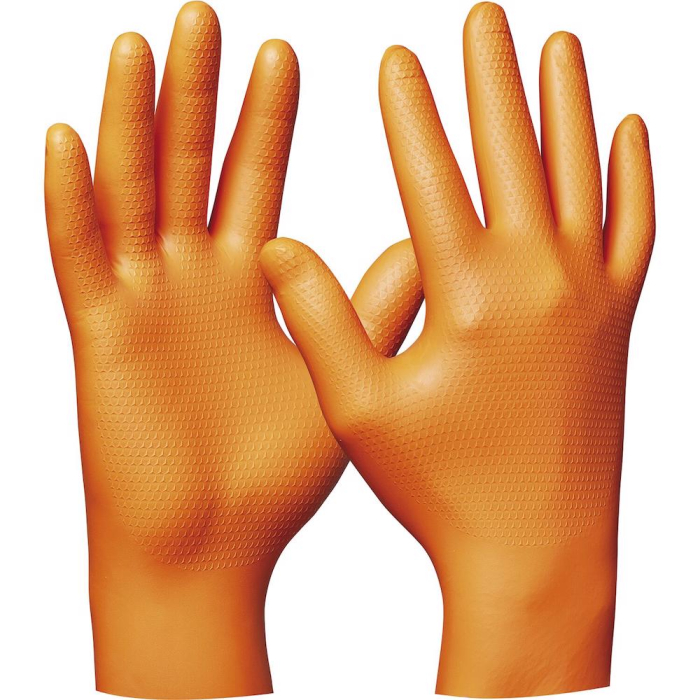 Gebol 709669, Set 50 de manusi de protectie Orange Nitril Ultra Grip, din nitril, uz profesional, marimea 9/L [2]