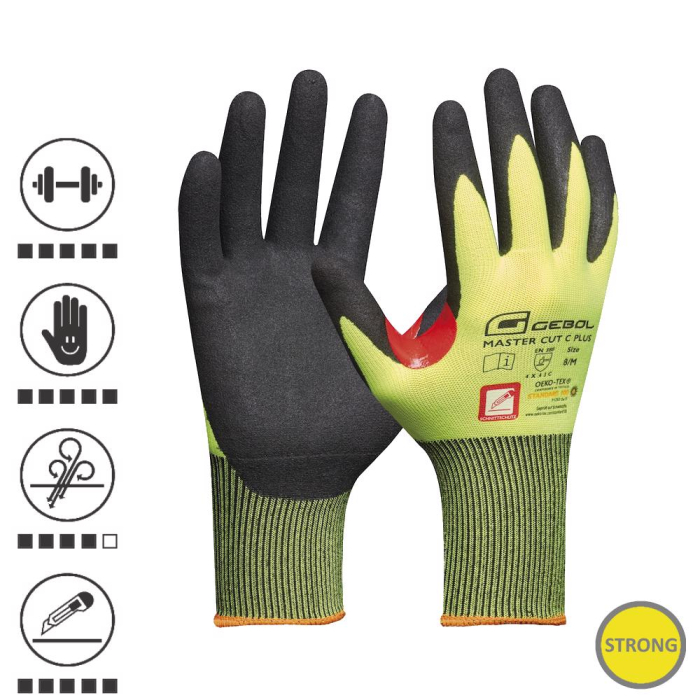 Gebol 709821, Manusi de protectie Master Cut C Plus, protectie impotriva taierii, acoperire cu spuma de nitril, finisaj nisipos, uz profesional, marimea 9/L [1]