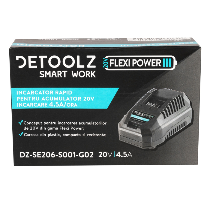 Incarcator rapid, Detoolz, pentru acumulator 20V, incarcare 4.5A/h [9]