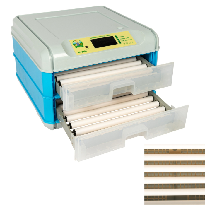 Incubator electric Micul Fermier capacitate 128 oua, 2 etaje, alimentare 220V/12V [12]