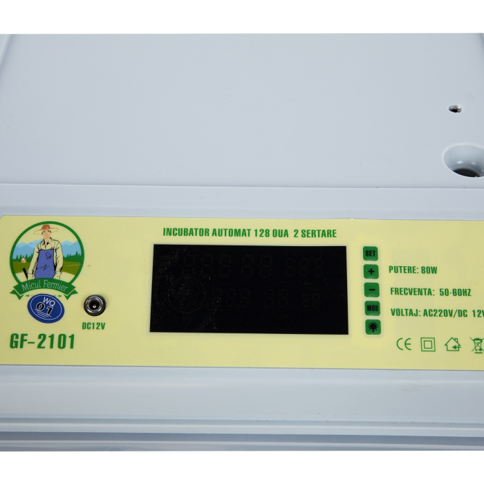Incubator electric Micul Fermier capacitate 128 oua, 2 etaje, alimentare 220V/12V [13]