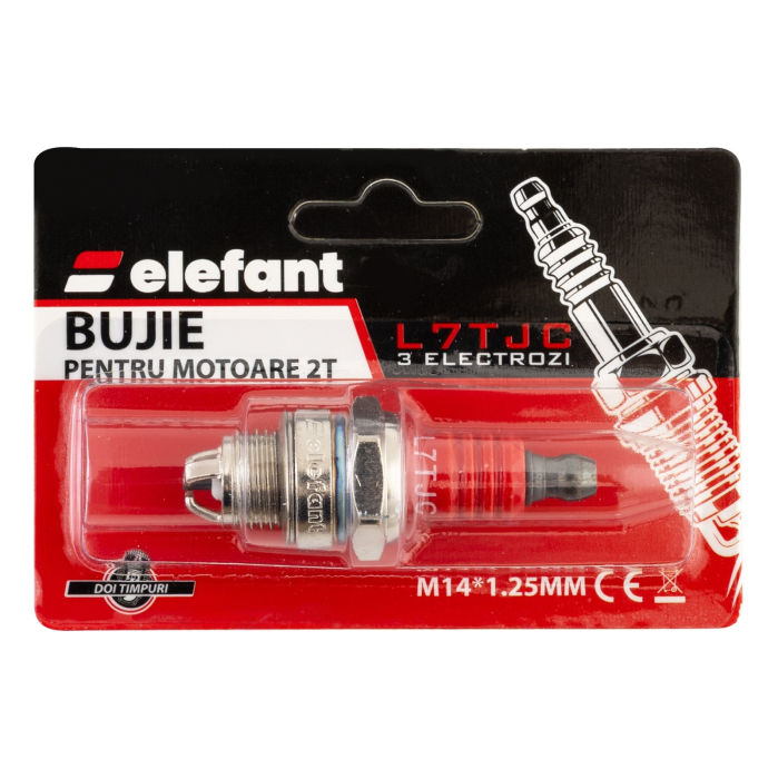 L7TJC Bujie pentru motoare 2T, 3 electrozi, M14*1.25MM, Elefant [2]