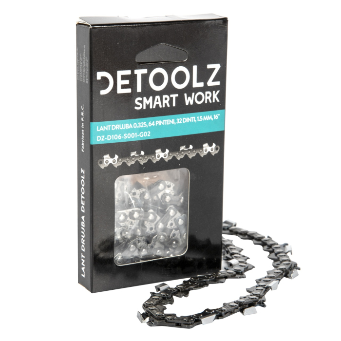 Lant drujba Detoolz, lungime 16'', pas 0.325'', grosime 1.5mm, 64 pinteni, 32 dinti, full chisel [2]