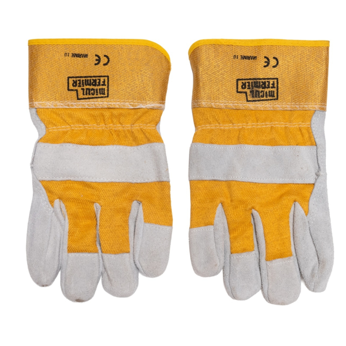 Manusi de lucru Micul Fermier, piele gri/galben, 10 [2]