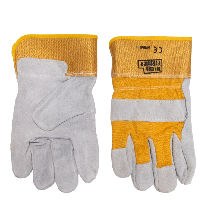 Manusi de lucru Micul Fermier, piele gri/galben, 10 [3]