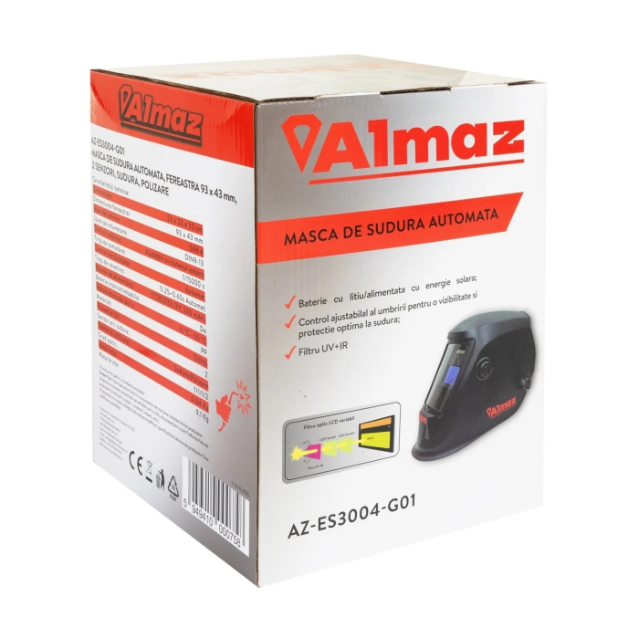 Masca de sudura Almaz, automata, fereastra 93x43mm, 2 senzori, sudura, polizare [7]