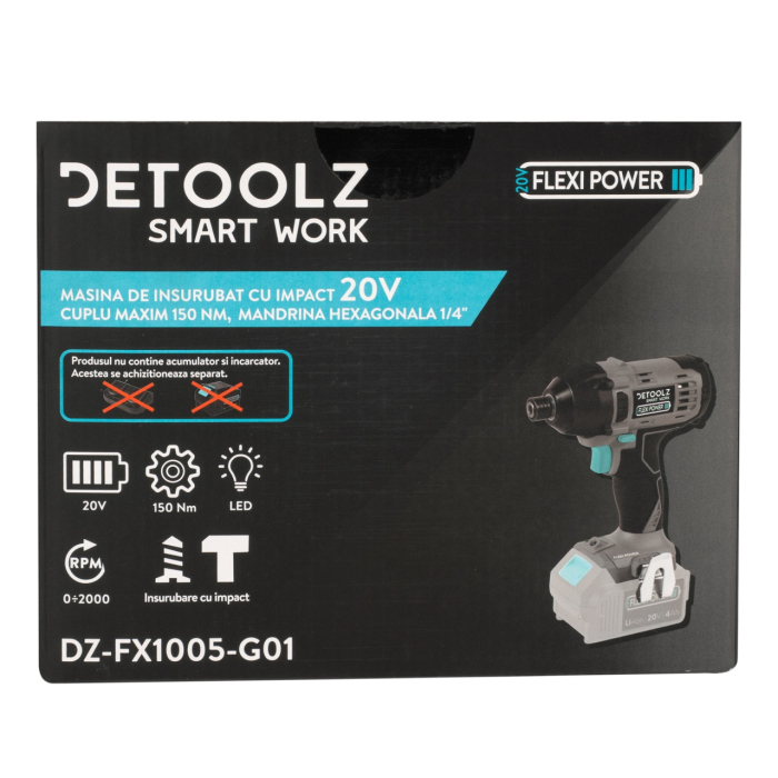 Masina de insurubat cu impact 20V, cuplu maxim 150 Nm, mandrina hexagonala 1/4" [17]