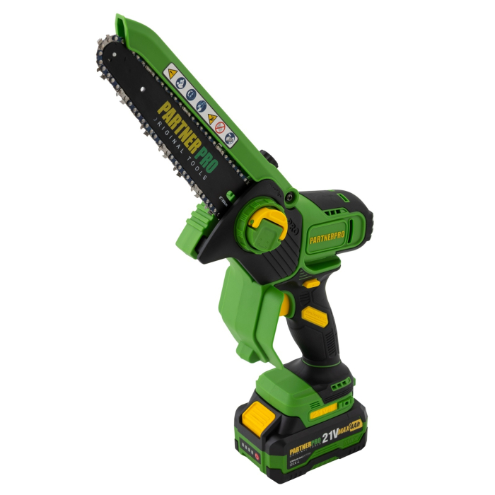 Mini Fierastrau cu Lant si Acumulator PPBS-84 PARTNERPRO, Brushless, 21V / 4Ah, Indicator sarcina [4]