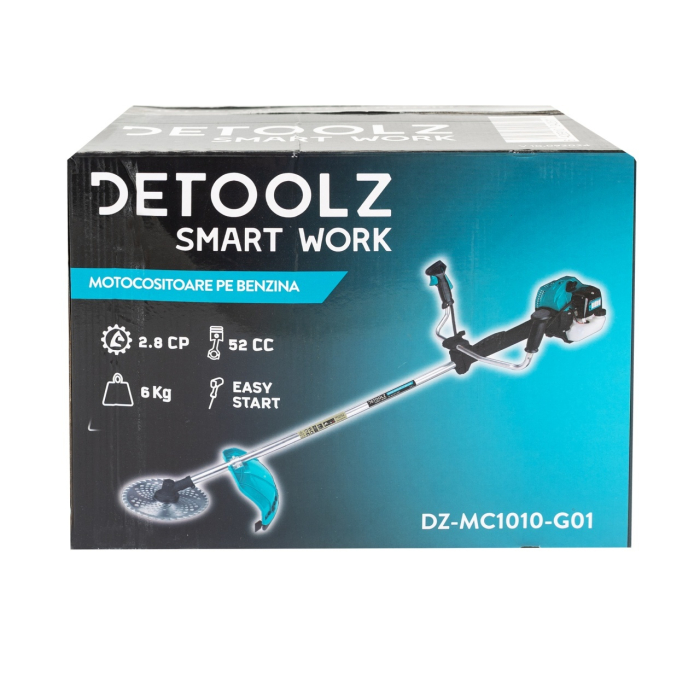 Motocoasa Detoolz 2.8CP 52CC motor benzina 2T, pornire rapida, 4 accesorii, tija 28mm [3]