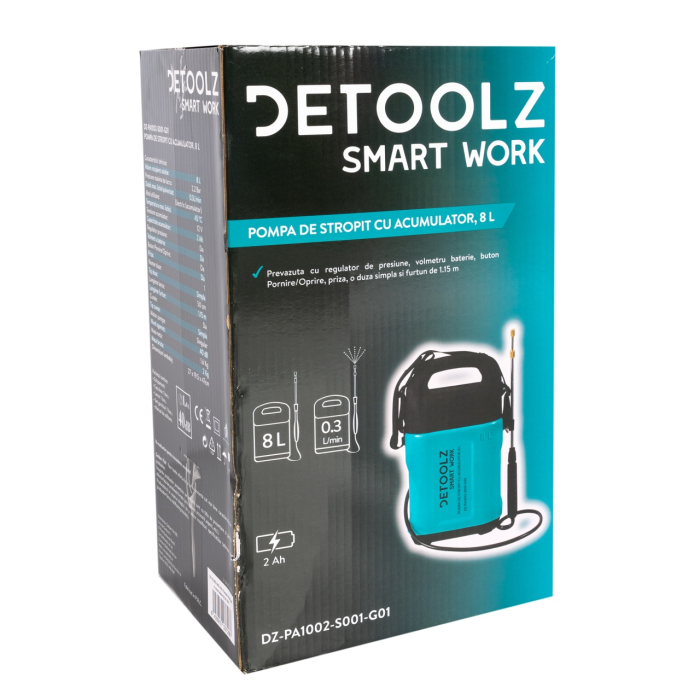Pompa de stropit cu acumulator Li-Ion, Detoolz 8L [12]