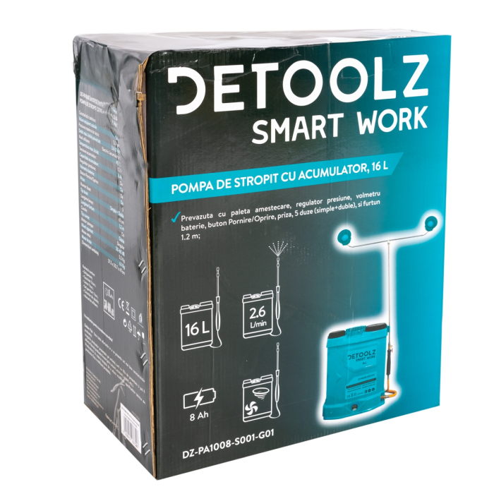 Pompa de stropit Detoolz cu acumulator, capacitate 16L, cu paleta de amestecare [11]