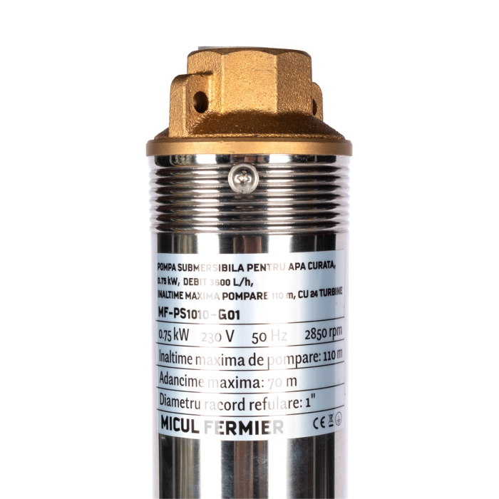 Pompa submersibila pentru apa curata Micul Fermier, 0.75KW, debit 3600l/h, inaltime maxima pompare 110m, 24 turbine [6]