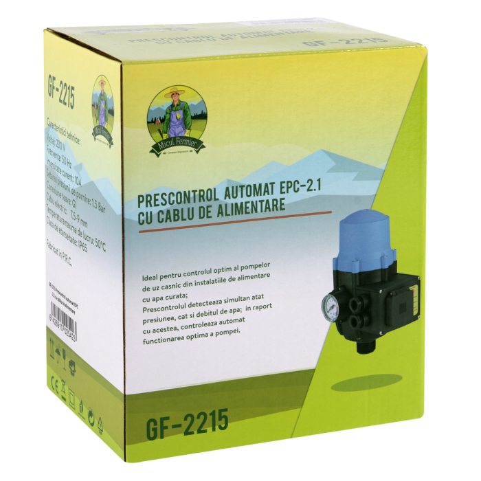 Prescontrol automat Micul Fermier racord 1" presiune maxima 10bar, cablu alimentare, priza, cu manometru [5]