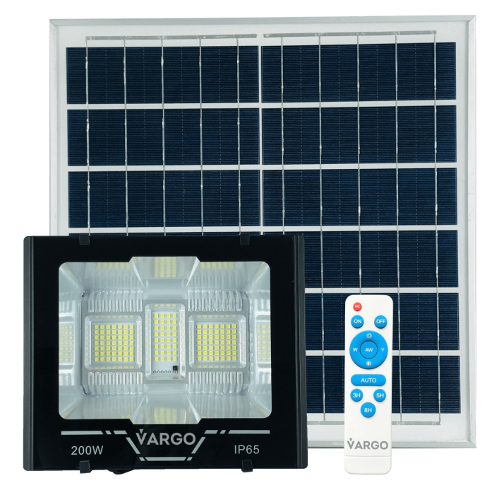 Proiector cu panou solar si telecomanda 200 W 6500 K V-11792 VARGO [1]