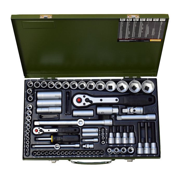 Proxxon 23640, Trusa de tubulare de 1/4' si 1/2' 86 de piese [1]