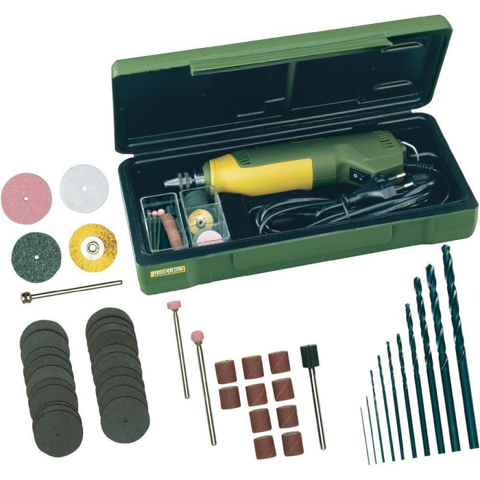 Proxxon 28472, Masina de precizie pentru gaurit-frezat FBS 240/E, 5000-20000 rpm, + geanta si accesorii [2]