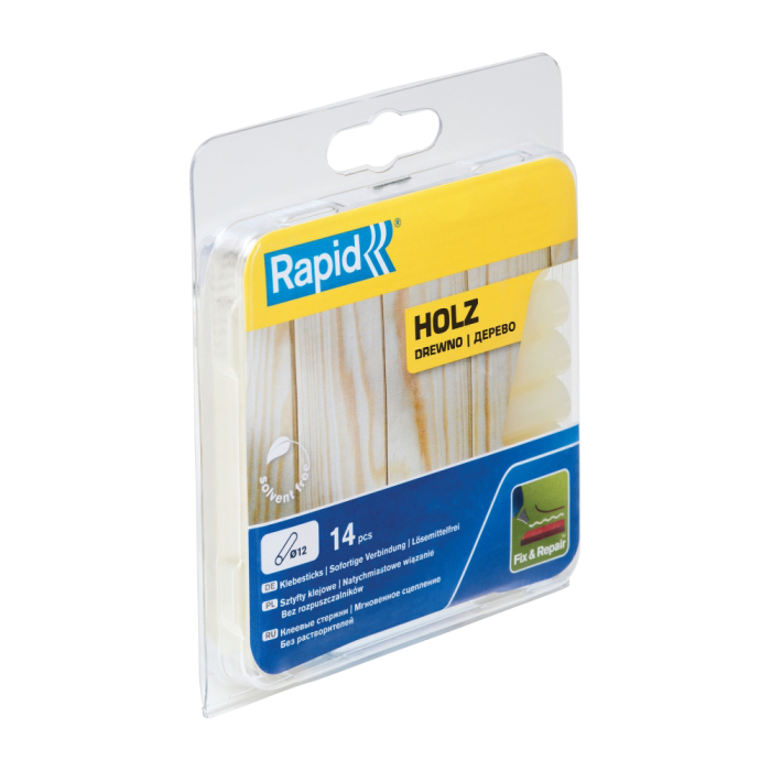 Rapid 40107947, set 14 batoane de adeziv, lemn, galbene, 12 x 94 mm [2]