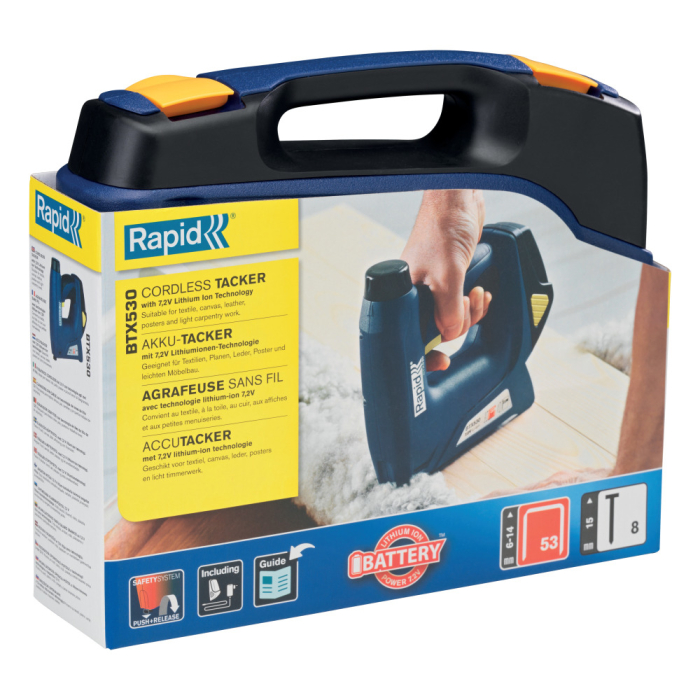 Rapid 5000128, Capsator/ciocan electric cu acumulator BTX530, functional cu capse No.53 si cuie No.8, + geanta [21]