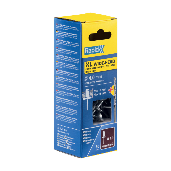 Rapid 5000661, set nituri XL din aluminiu, inclusiv burghiu, 50 buc, 6-9mm, Ø4.0 x 12mm [2]