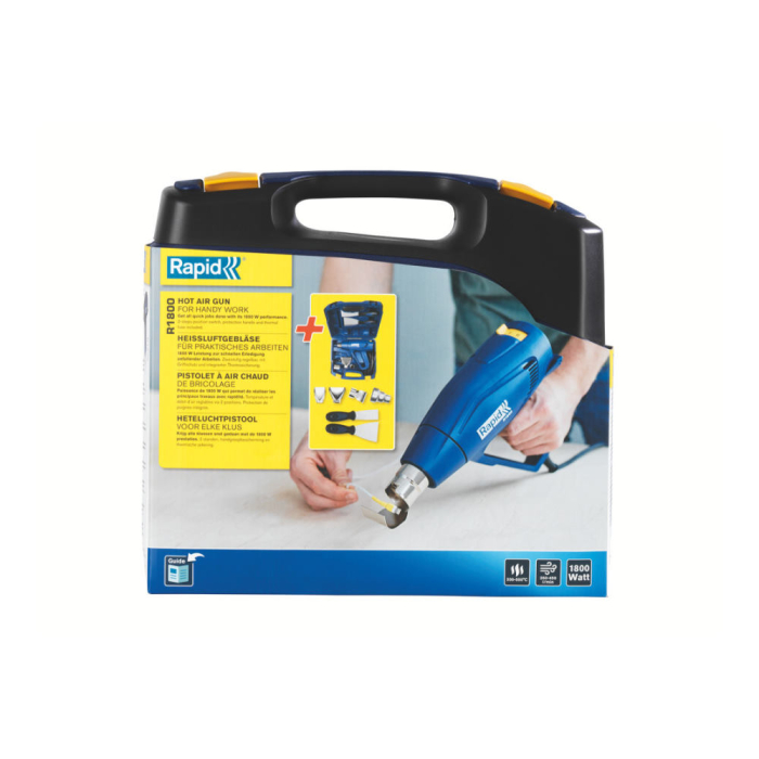 Rapid 5001350, Set pistol cu aer cald R1800, temperatura 300-550 grade, 1600W, debit reglabil in 2 trepte 250-450l/min, + geanta de transport si accesorii [7]