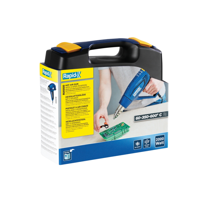 Rapid 5001352, Pistol cu aer cald R2000, 2000 W, 3 trepte temperatura si debit, 250 - 500 l/min, 60-600 °C, + geanta [9]