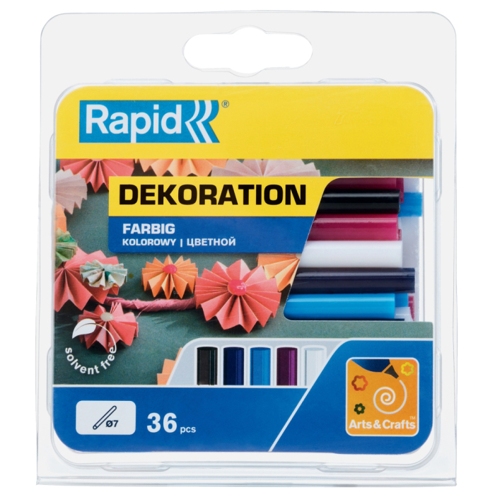 Rapid 5001377, set 36 batoane de adeziv, decoratiuni, colorate, 7 x 90 mm [1]