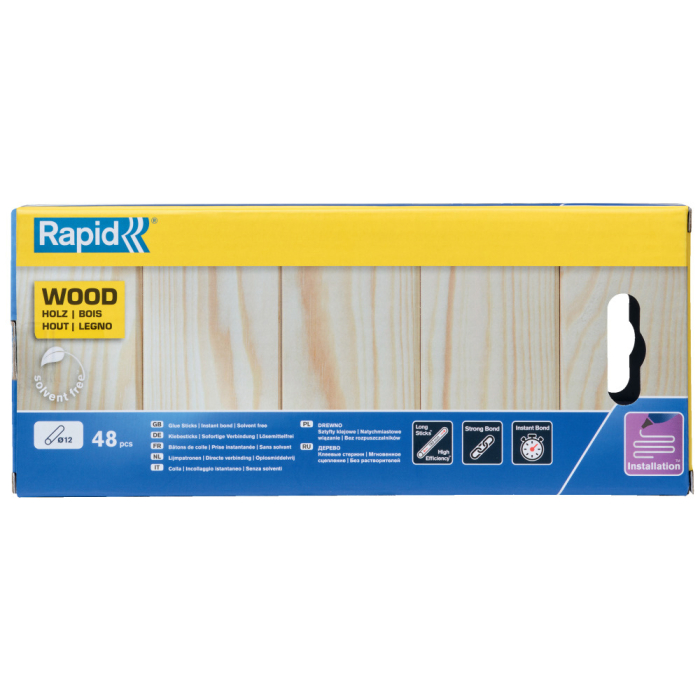 Rapid 5001421, set 48 batoane de adeziv, lemn, galben, 12 x 190 mm [3]