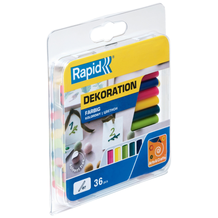 Rapid 5001427, set 36 batoane de adeziv, decoratii, colorate, 7x90mm [2]