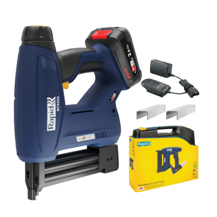 Rapid 5001506, P4A, Set pistol capsator cu acumulator si incarcator BTX553, functional cu capse No.53 si cuie No.8, Bosch Power for All Alliance [3]