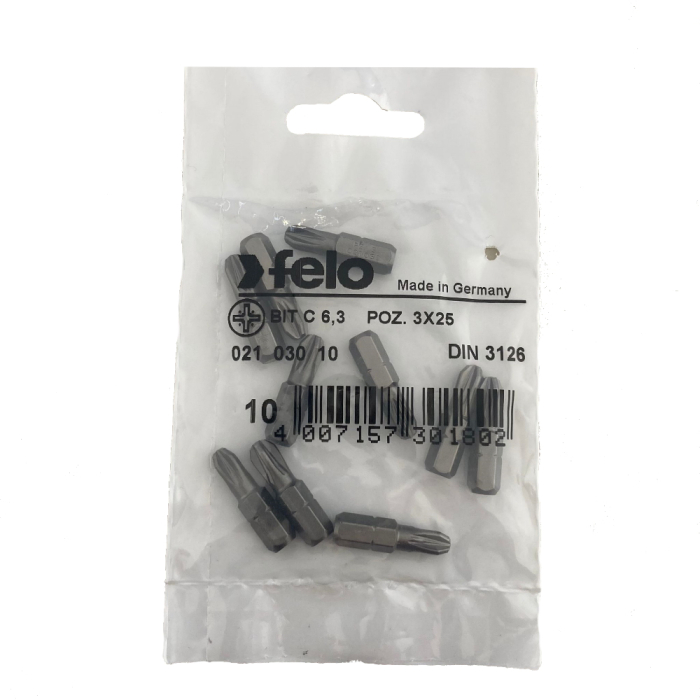 Set 10 biti Felo, seria Industrial profil Pozidrive, C6.3, PZ3, 25mm [1]