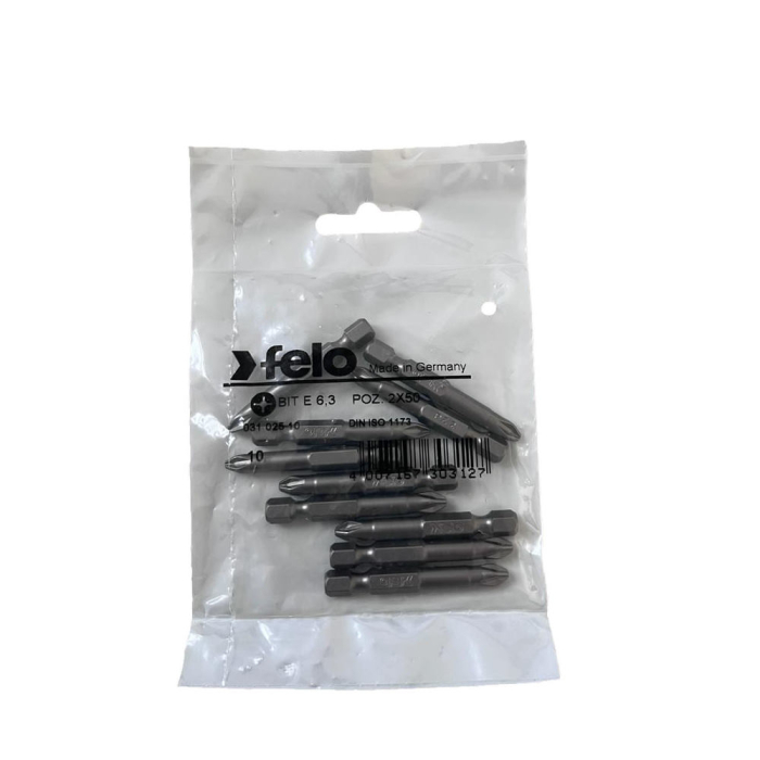 Set 10 biti Felo, seria Industrial profil Pozidrive, E6.3, PZ2, 50mm [1]
