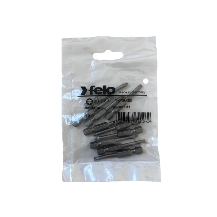 Set 10 biti Felo, seria Industrial profil Torx, E6.3, TX15, 50mm [1]