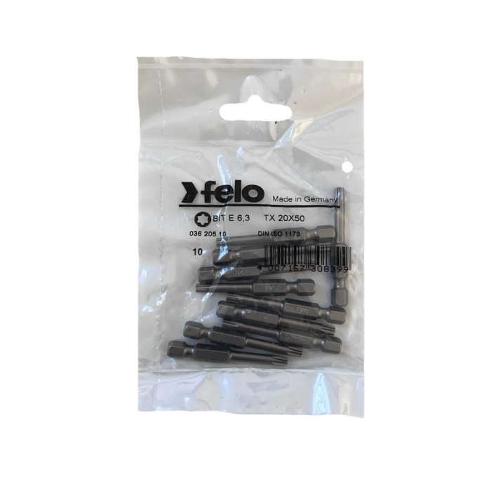 Set 10 biti Felo, seria Industrial profil Torx, E6.3, TX20, 50mm [1]