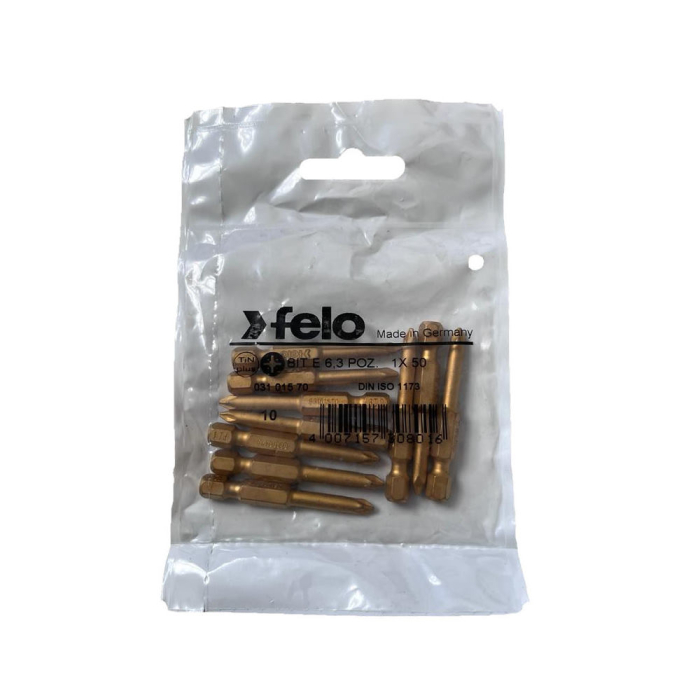 Set 10 biti Felo, seria TiN Plus profil Pozidrive, E6.3, PZ1, 50mm [1]